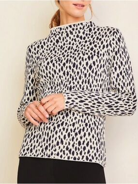 Ann Taylor funnel neck cheetah sweater